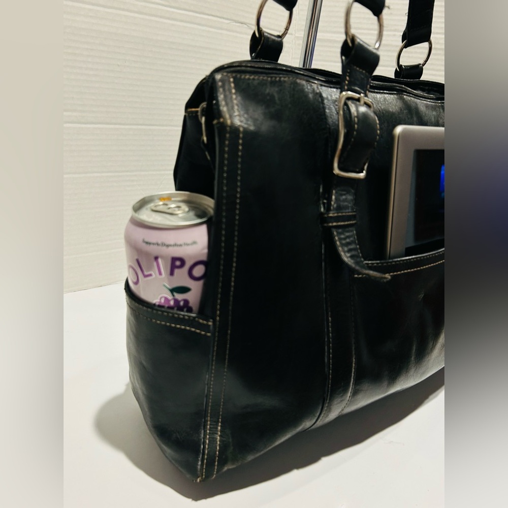 Fossil Black Leather Laptop Tote Bag - Picture 10 of 10